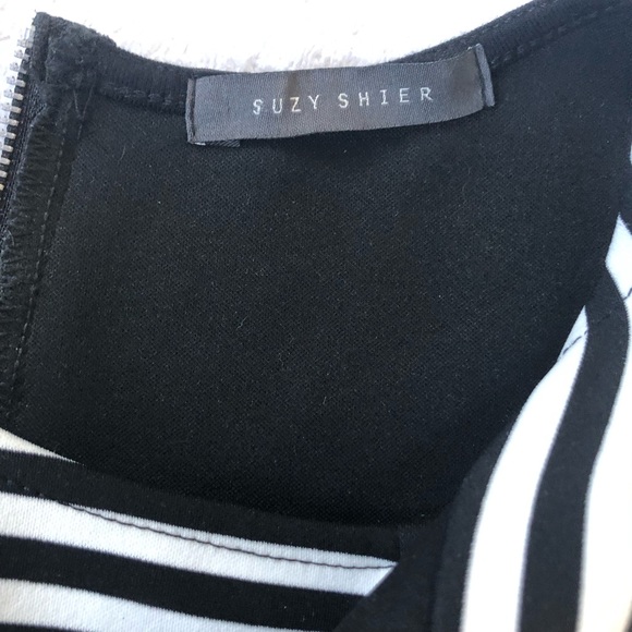 Suzy Shier fun black and white sleeveless dress size large poly and spandex - Picture 5 of 6